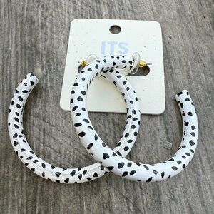 Black and White Wooden Hoop Earrings NWT